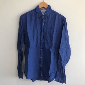 Report Collection Blue Long Sleeve Button Up Dress Shirt